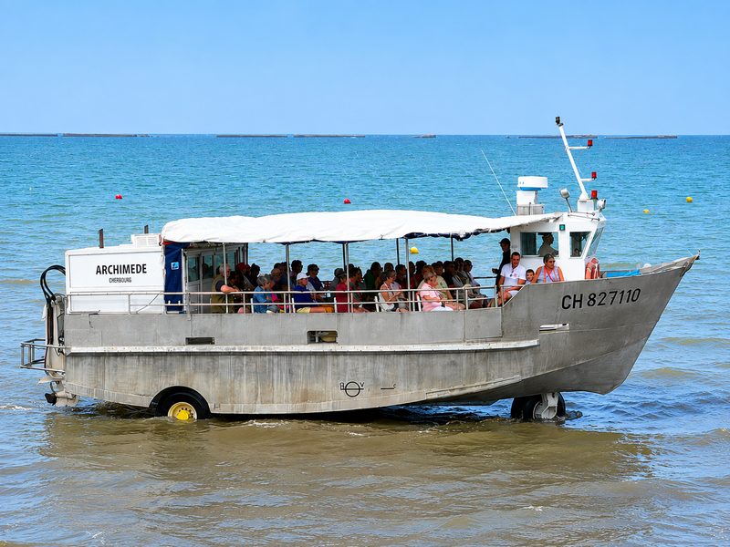 The Archimède turning at sea off Arromanches.